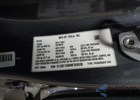 2022 Tesla Model 3 Long Range Dual Motor All-Wheel Drive из США, поврежденный, VIN 5YJ3E1EB8NF289538